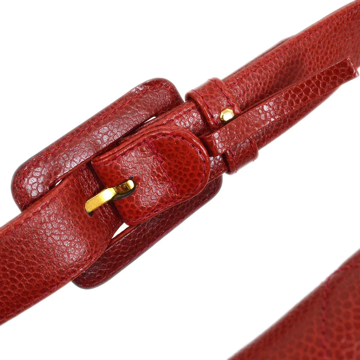 CHANEL 1996-1997 Red Caviar Round Belt Bag #75