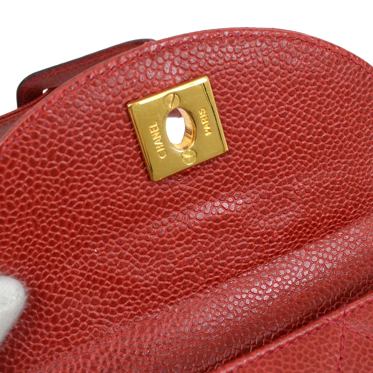 CHANEL 1996-1997 Red Caviar Round Belt Bag #75