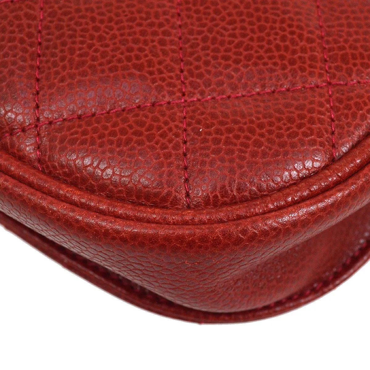 CHANEL 1996-1997 Red Caviar Round Belt Bag #75