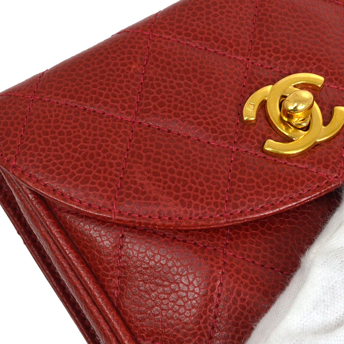 CHANEL 1996-1997 Red Caviar Round Belt Bag #75