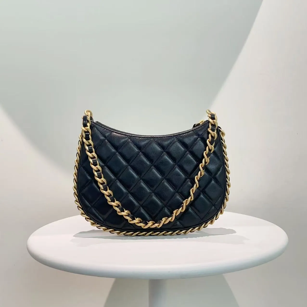 Chanel Black Quilted Leather Hobo Bag - Preloved