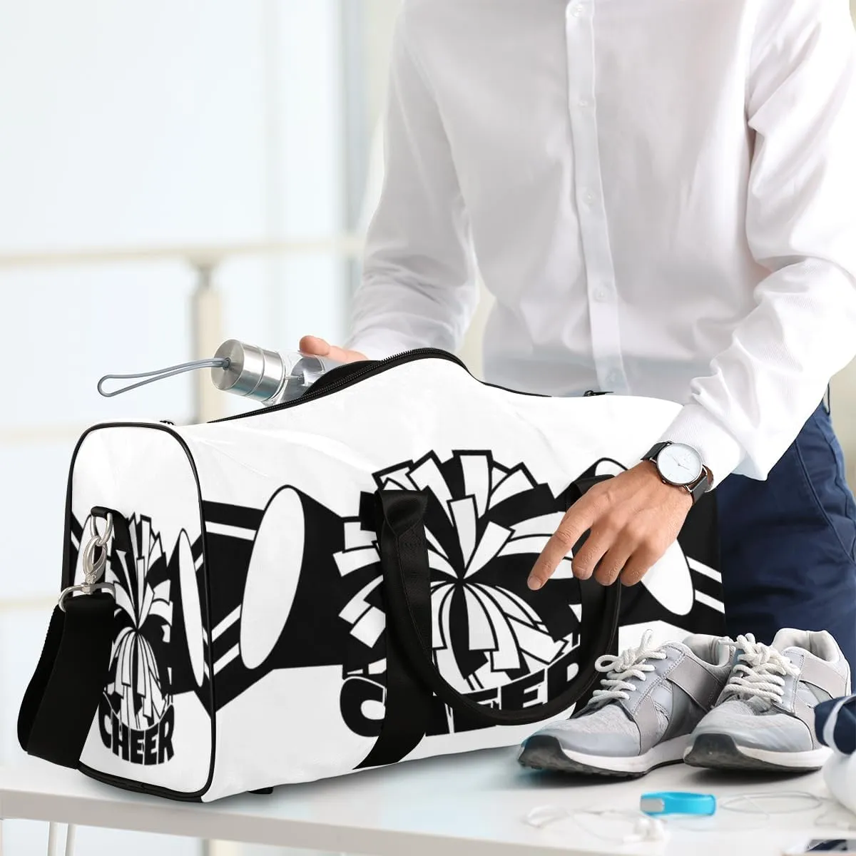 Cheerleading Travel Duffle Bag, Sports Gym Bags for Women Men, Carry On Weekender Overnight Workout Airplane Trips Bag