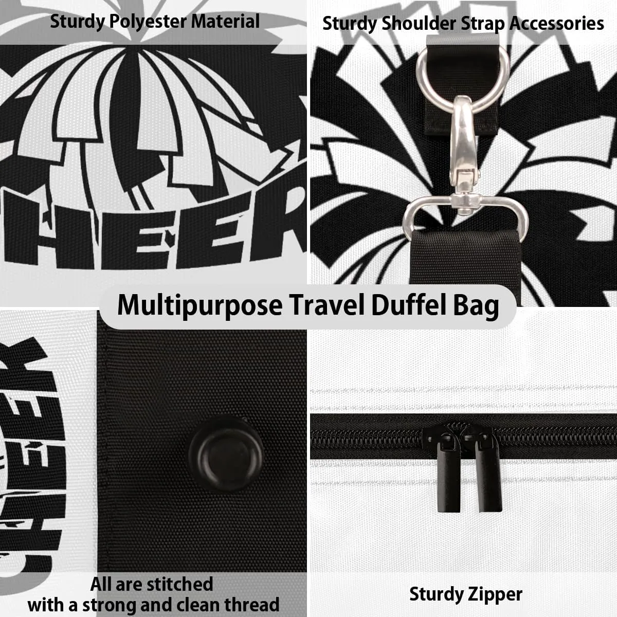 Cheerleading Travel Duffle Bag, Sports Gym Bags for Women Men, Carry On Weekender Overnight Workout Airplane Trips Bag
