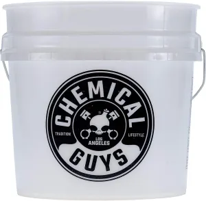 Chemical Guys Heavy Duty Ultra Clear Detailing Bucket, 4.5 Gal, Plastic, White, Cylinder, Automotive