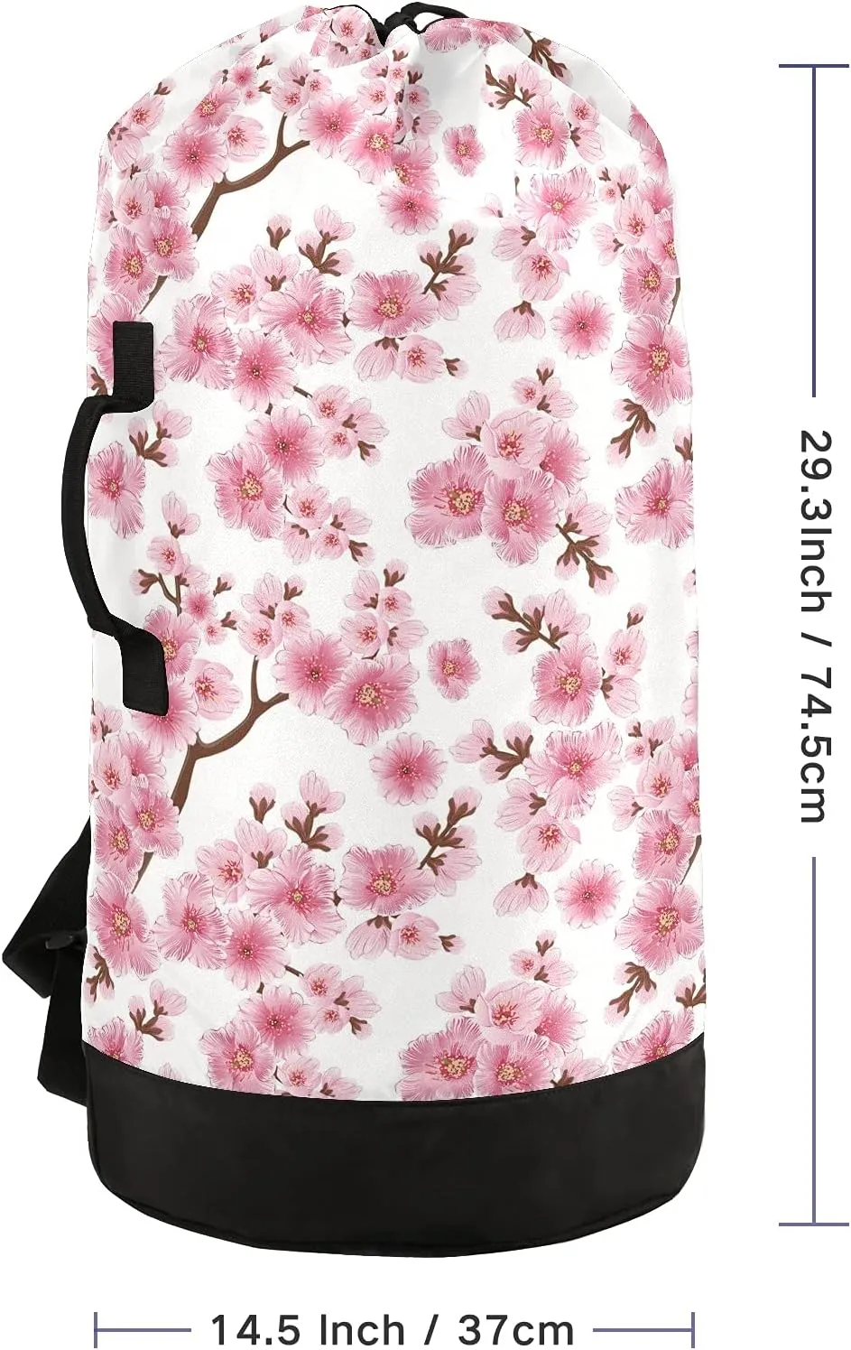 Cherry Blossom Laundry Bag Large Heavy Duty Laundry Backpack with Adjustable Shoulder Straps for Traveling Dirty Clothes Organizer for College Students Waterproof Pink