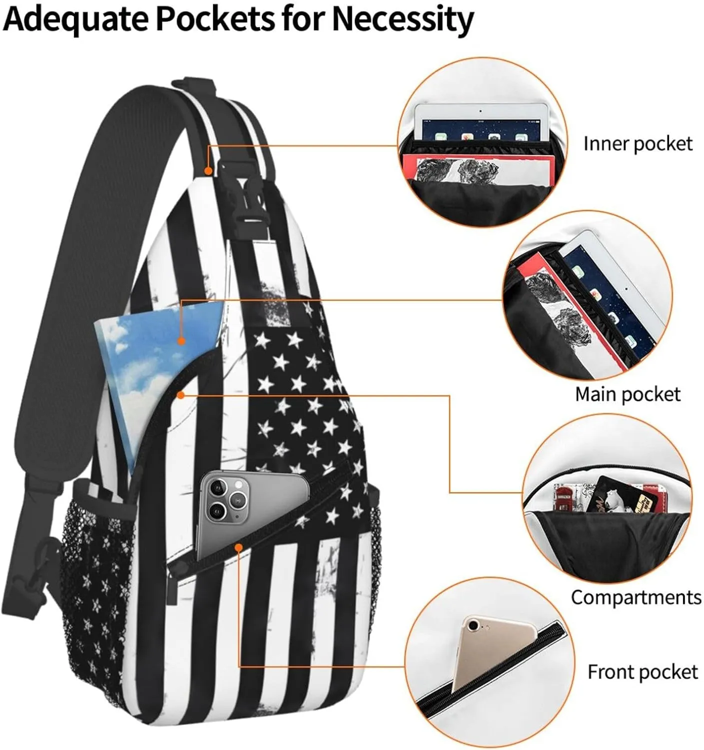 Chest Sling Bag Crossbody Shoulder Backpack Bag Gym Cycling Travel Hiking Daypack Cross Bag