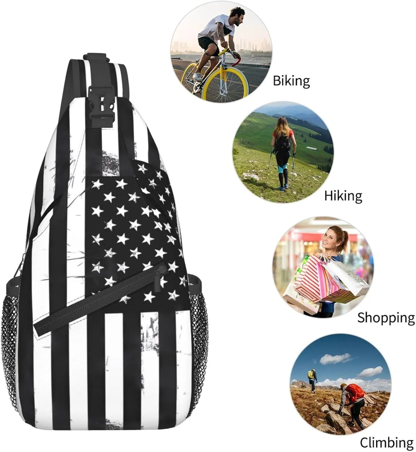 Chest Sling Bag Crossbody Shoulder Backpack Bag Gym Cycling Travel Hiking Daypack Cross Bag