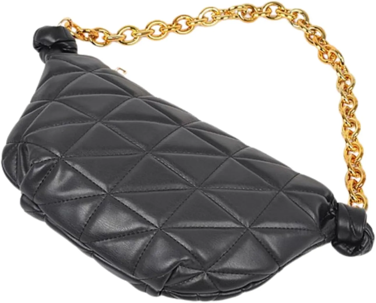 Chic Quilted Crossbody Hobo Shoulder Bag for Women Trendy Chunky Gold Chain Shoulder Purse, Stylish PU Leather Handbag