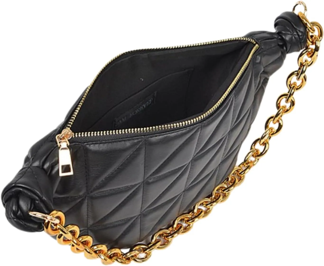 Chic Quilted Crossbody Hobo Shoulder Bag for Women Trendy Chunky Gold Chain Shoulder Purse, Stylish PU Leather Handbag