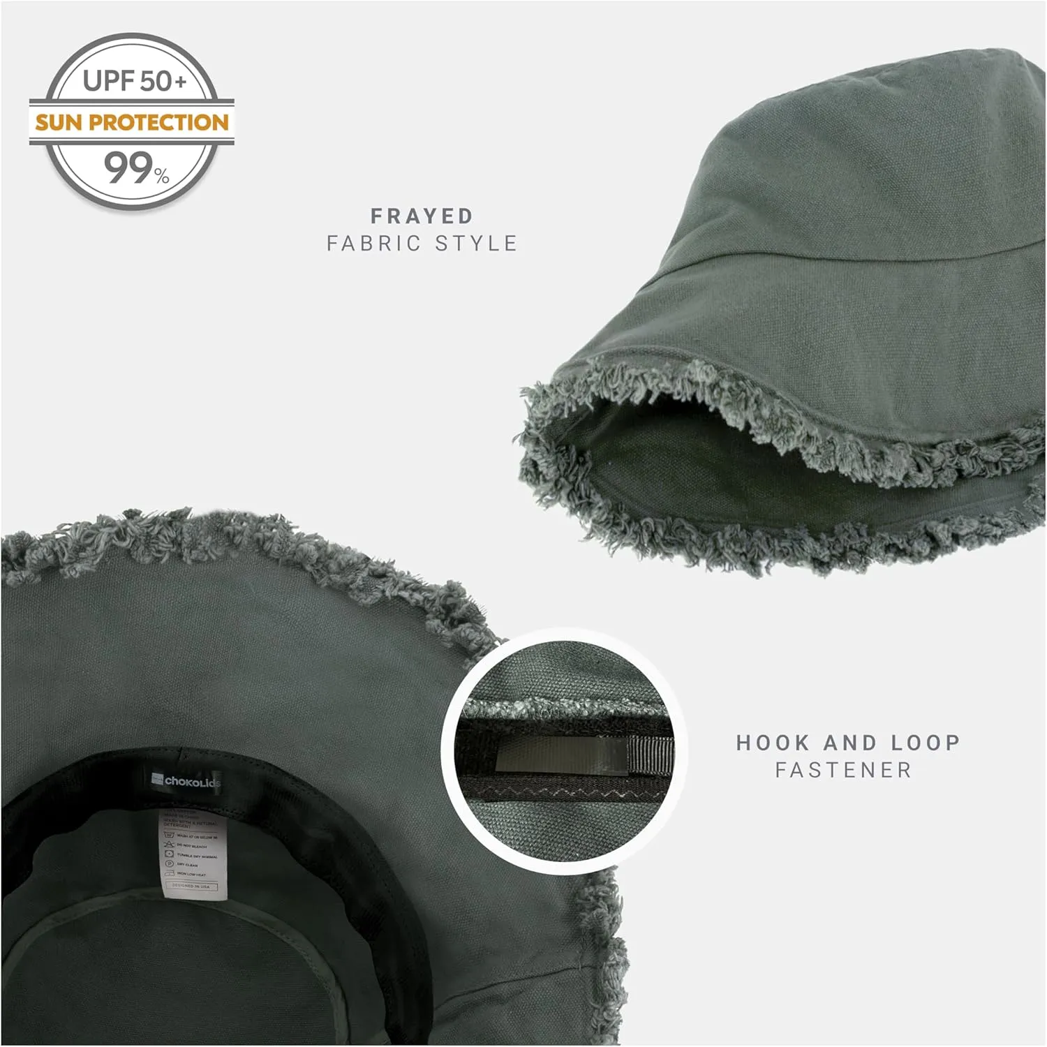 CHOK.LIDS Frayed Bucket Hats for Women Men Unisex Trendy Washed Cotton Floppy Wide Brim Boonie Outdoor Summer Beach Headwear