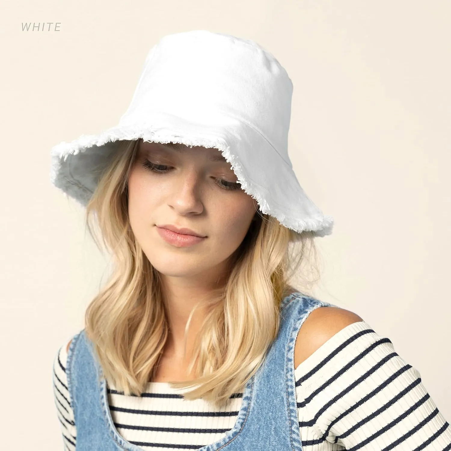 CHOK.LIDS Frayed Bucket Hats for Women Men Unisex Trendy Washed Cotton Floppy Wide Brim Boonie Outdoor Summer Beach Headwear