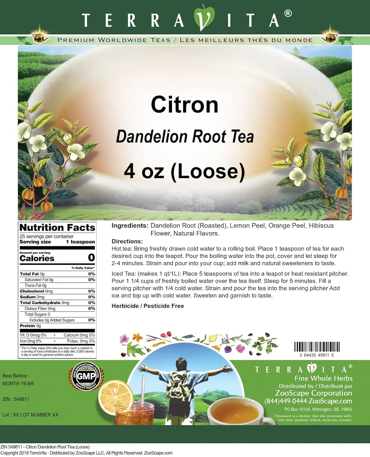 Citron Dandelion Root Tea (Loose) (4 oz, ZIN: 549811)