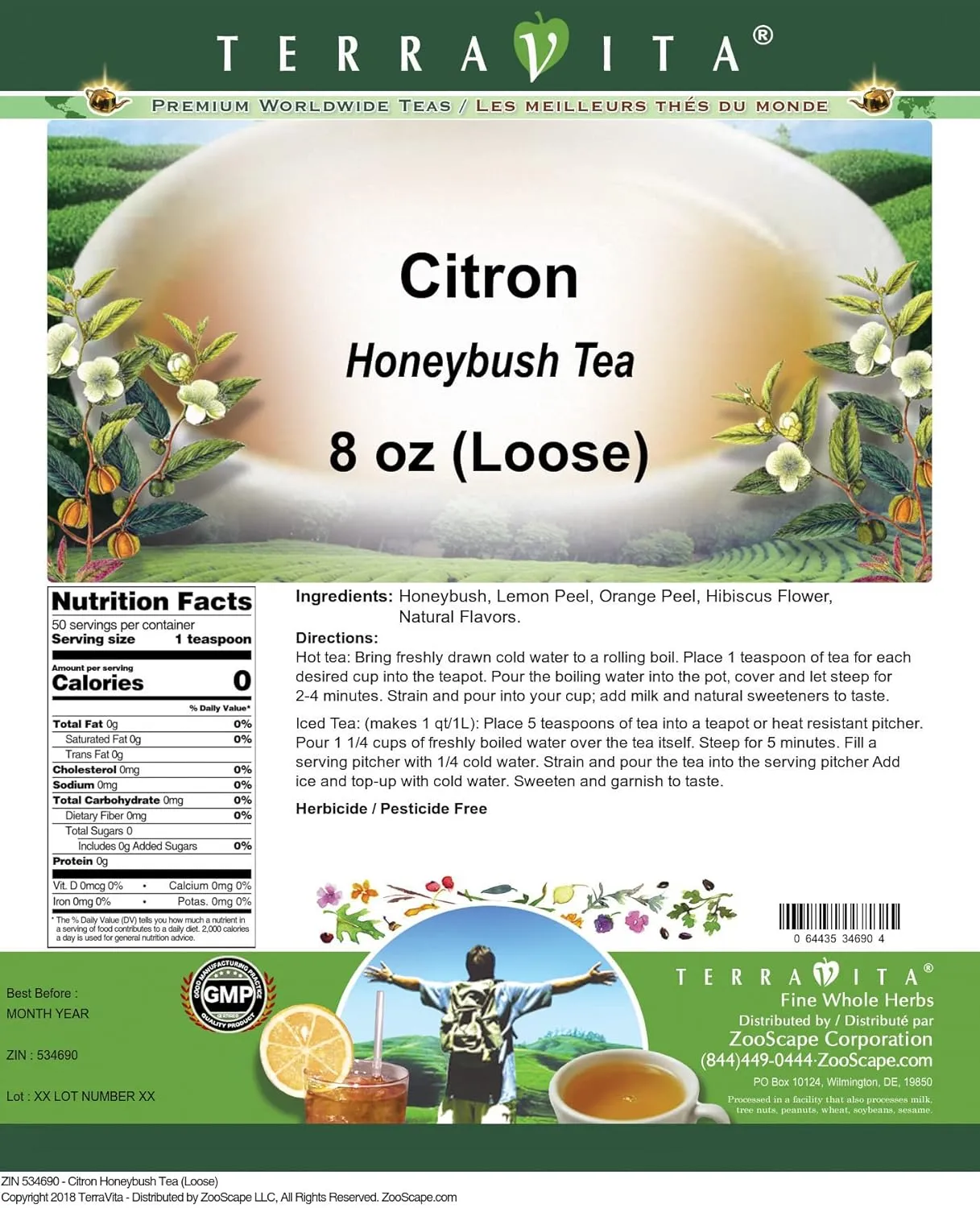 Citron Honeybush Tea (Loose) (8 oz, ZIN: 534690)