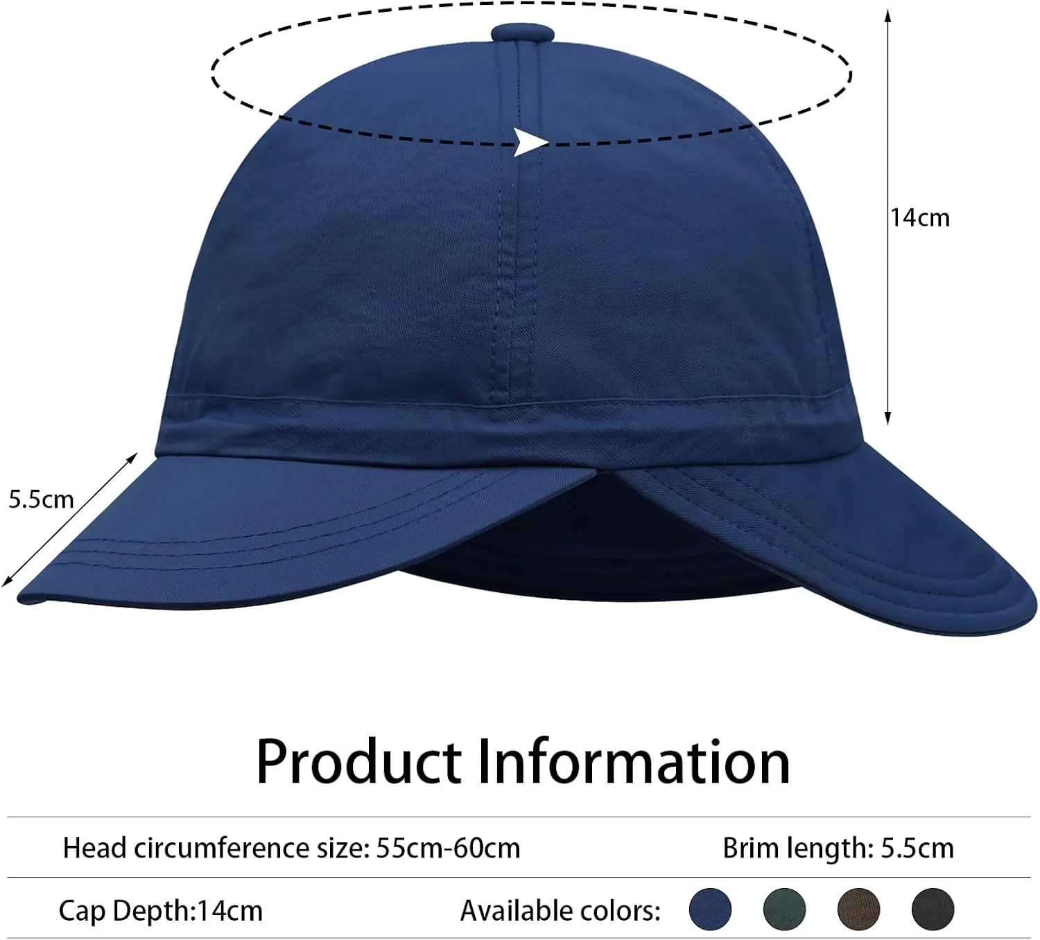 Clakllie Waterproof Boonie Beach Hat Short Brim Baseball Cap with Neck Flap UV Protection Sun Hats for Women Men