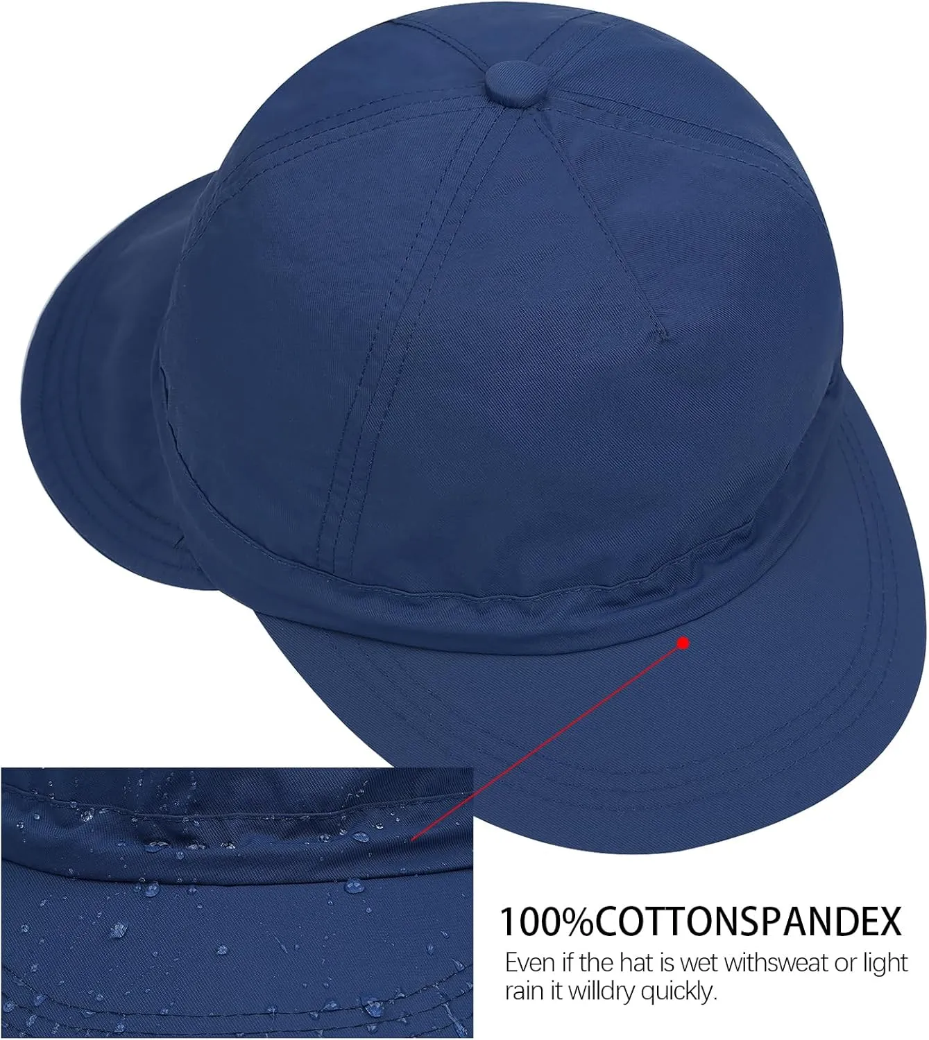 Clakllie Waterproof Boonie Beach Hat Short Brim Baseball Cap with Neck Flap UV Protection Sun Hats for Women Men