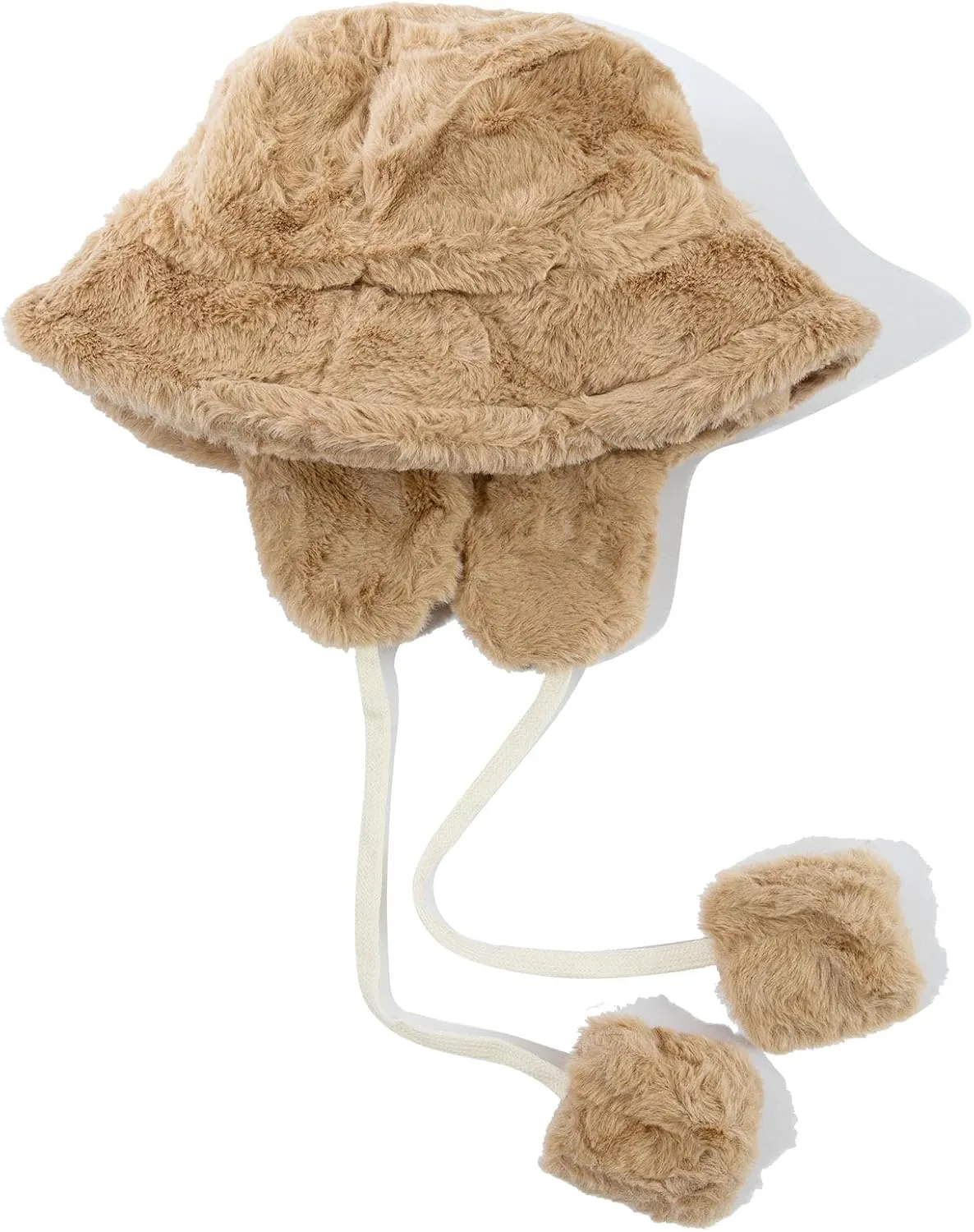Clakllie Winter Bucket Hat with Earflaps Fuzzy Fishing Hat Warm Beach Sun Hat Wide Brim Fisherman Cap for Women Travel Hat