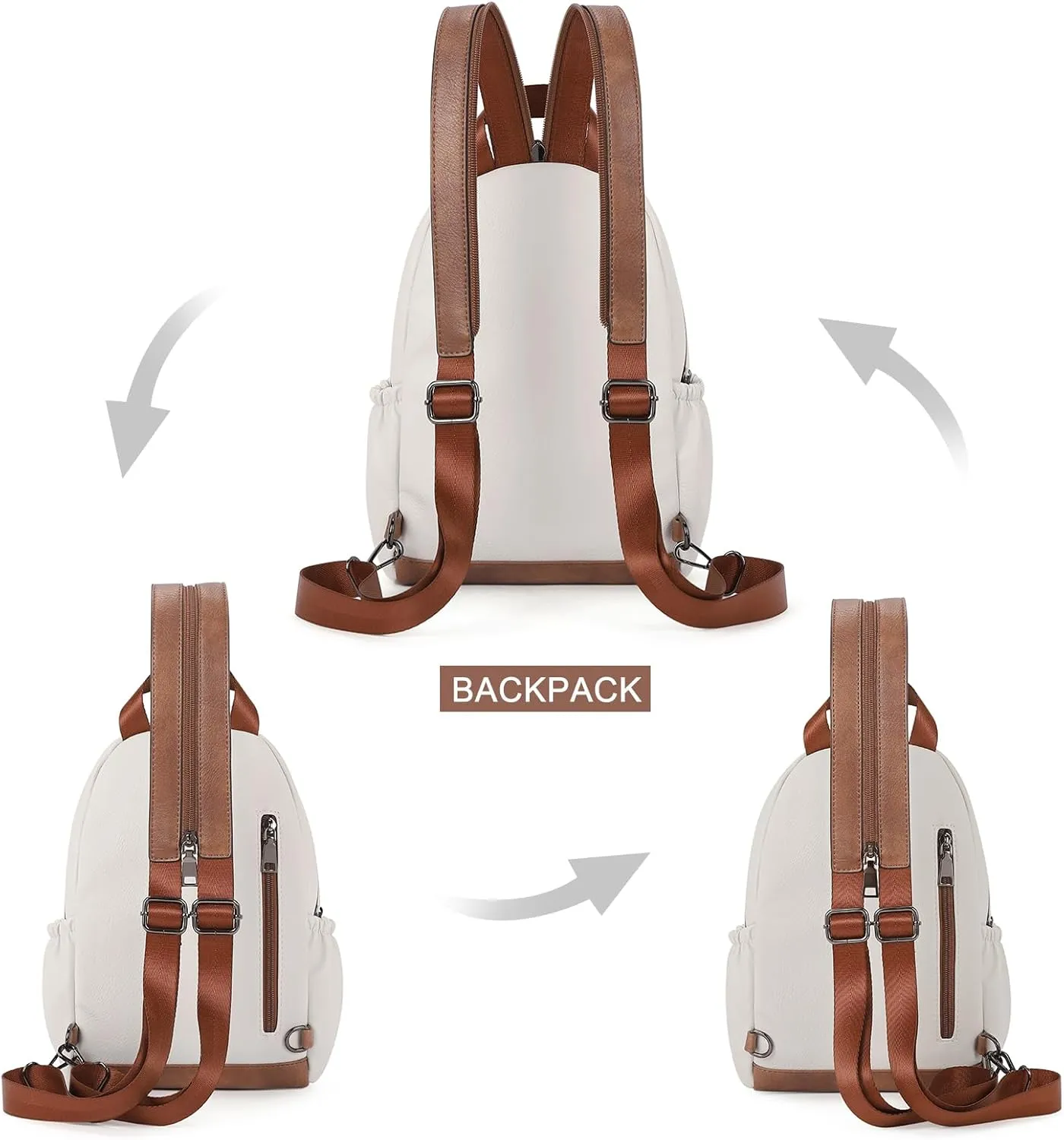 CLUCI Leather Sling Backpack for Women - Small Convertible Crossbody Bag for Travel