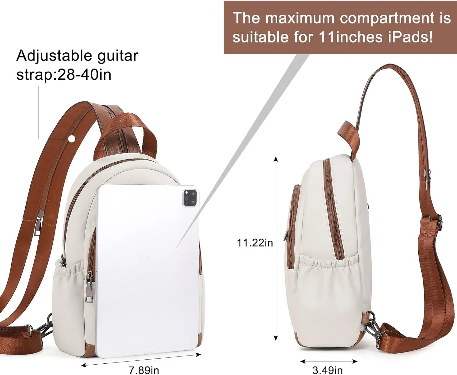 CLUCI Leather Sling Backpack for Women - Small Convertible Crossbody Bag for Travel