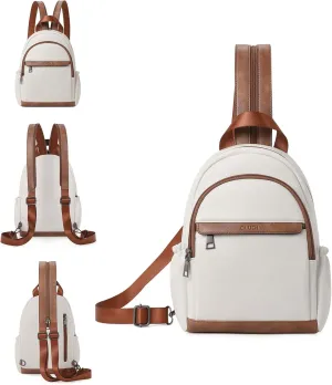 CLUCI Leather Sling Backpack for Women - Small Convertible Crossbody Bag for Travel