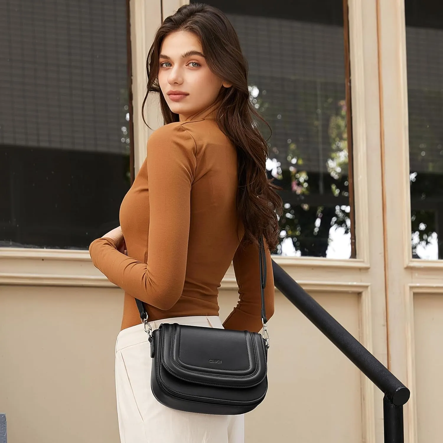 CLUCI Small Purses for Women Trendy,Vegan leather Shoulder Bag Crossbody Bags for Women With 2 Shoulder Straps