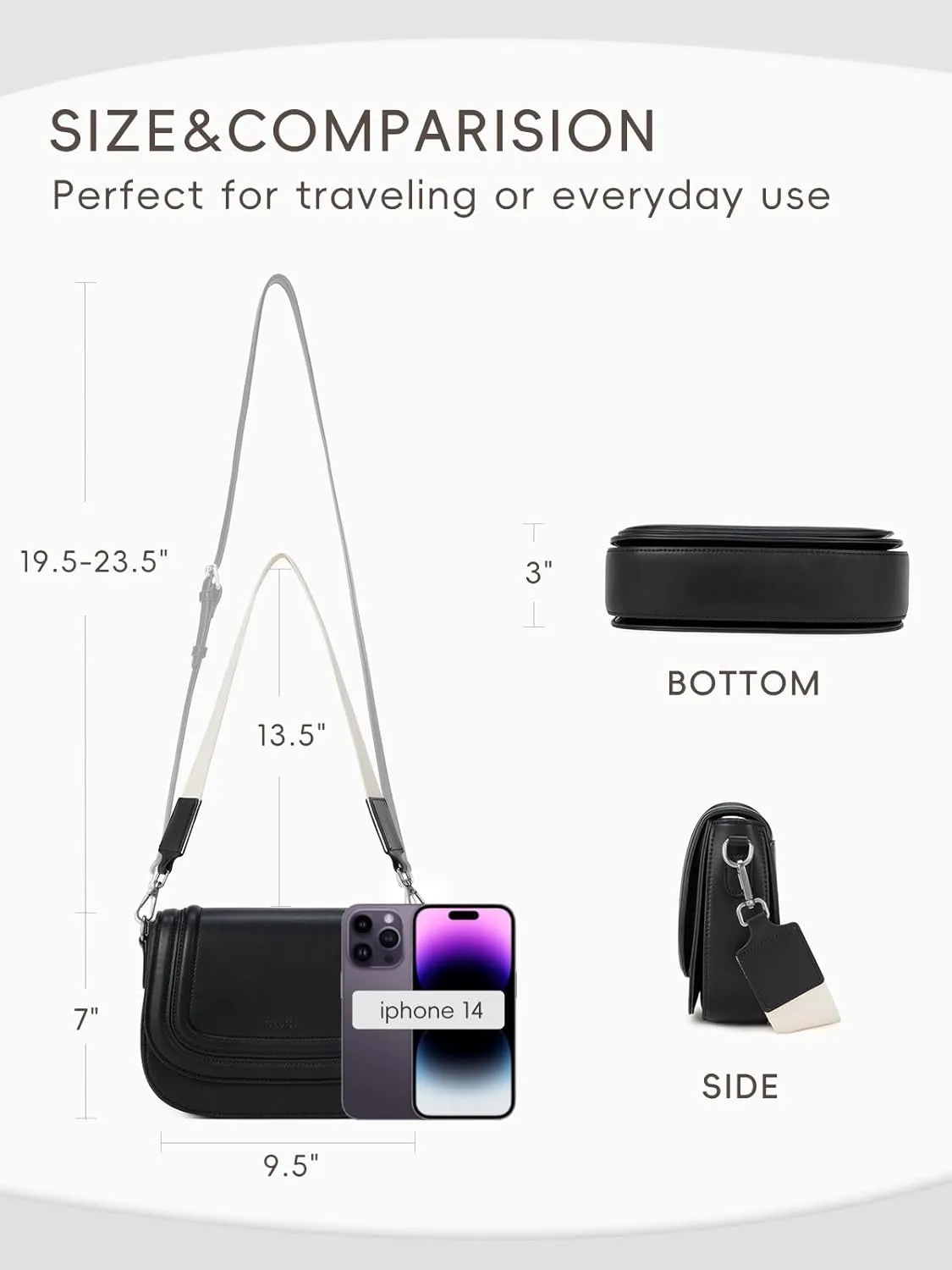 CLUCI Small Purses for Women Trendy,Vegan leather Shoulder Bag Crossbody Bags for Women With 2 Shoulder Straps