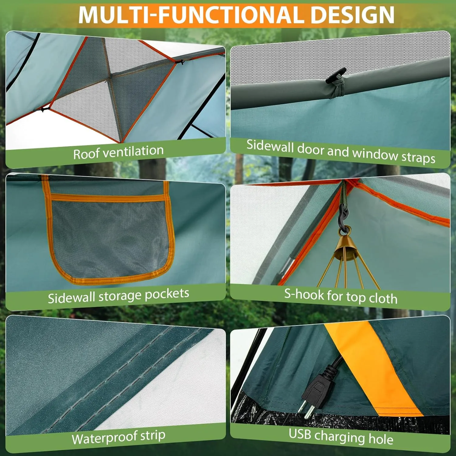 COBIZI Tents for Camping 4/6 Person Camping Tent with Rainfly and Screen, Easy Setup Lightweight Portable Waterproof Outdoor Tent with Carry Bag for Backpacking, Hiking, Family Travel