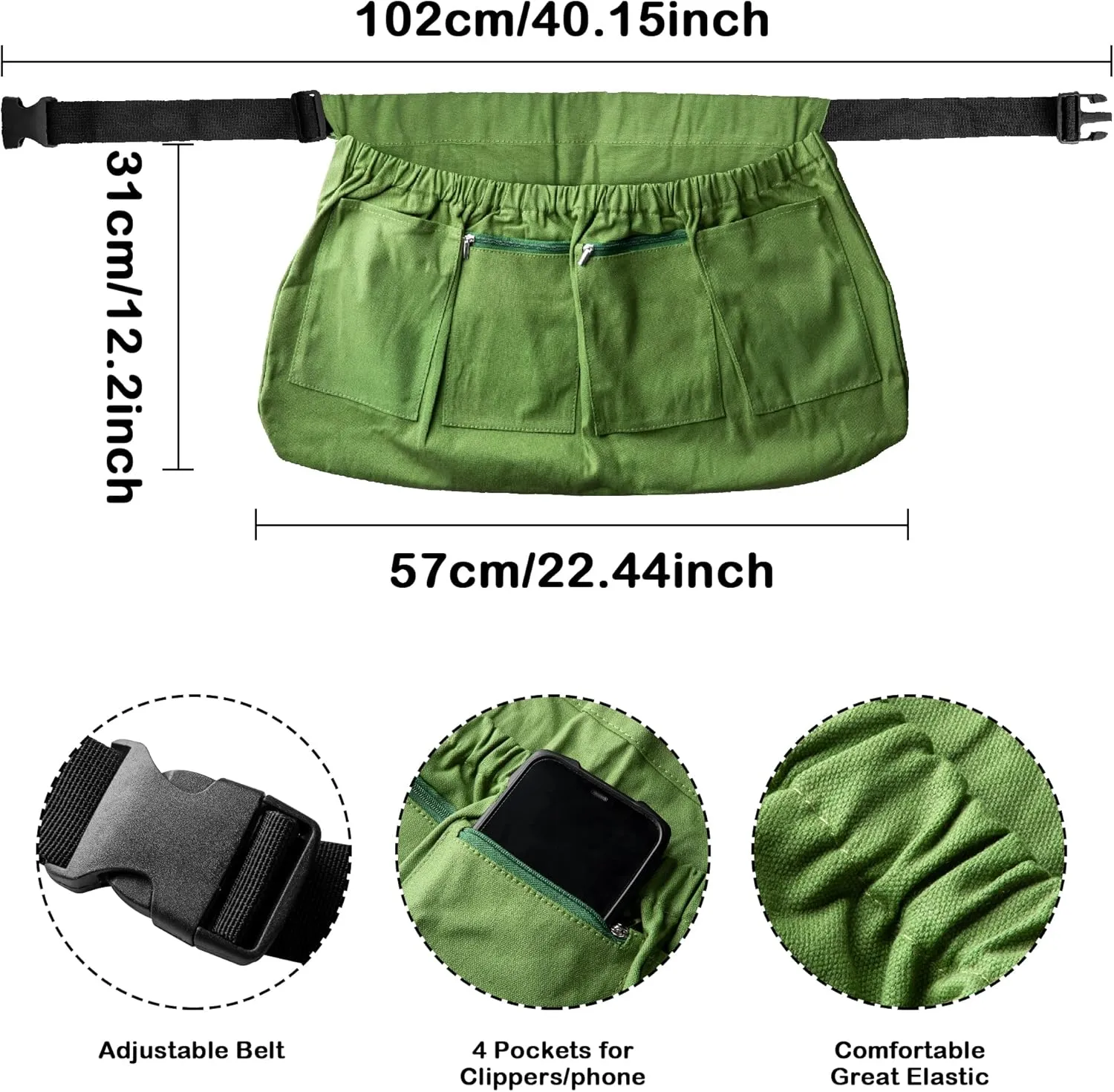 codree Harvest Apron for Garden Vegetable-Adjustable Harvest Picking Apron with 4 Pockets for Gardeners Pick Fruit Weeding