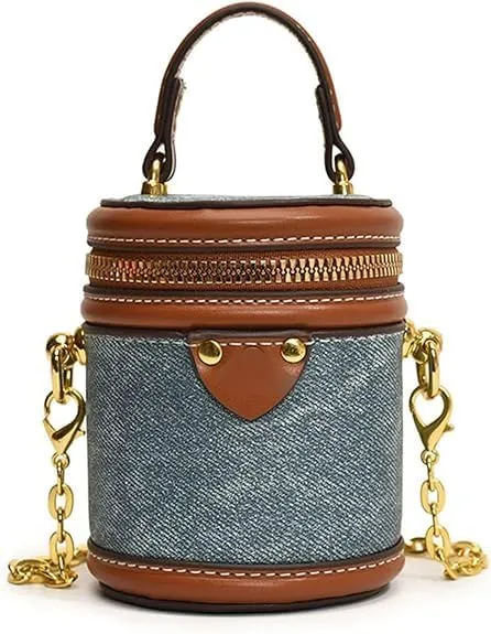 Colorblock Bucket Bag for Women, 2025 New Summer Cylinder Bag, Leather Bucket Crossbody, with Adjustable Strap