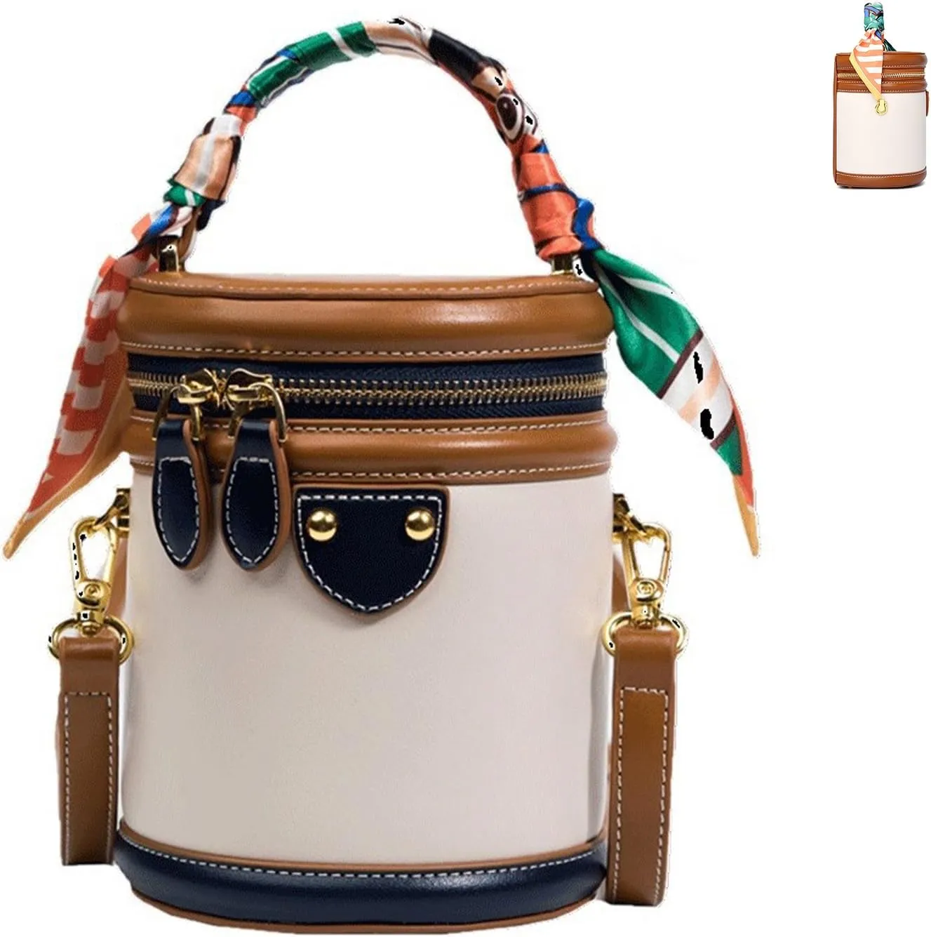 Colorblock Bucket Bag For Women, 2025 New Summer Niche Design Cylinder Bag Fashionable Crossbody, Women's Shoulder