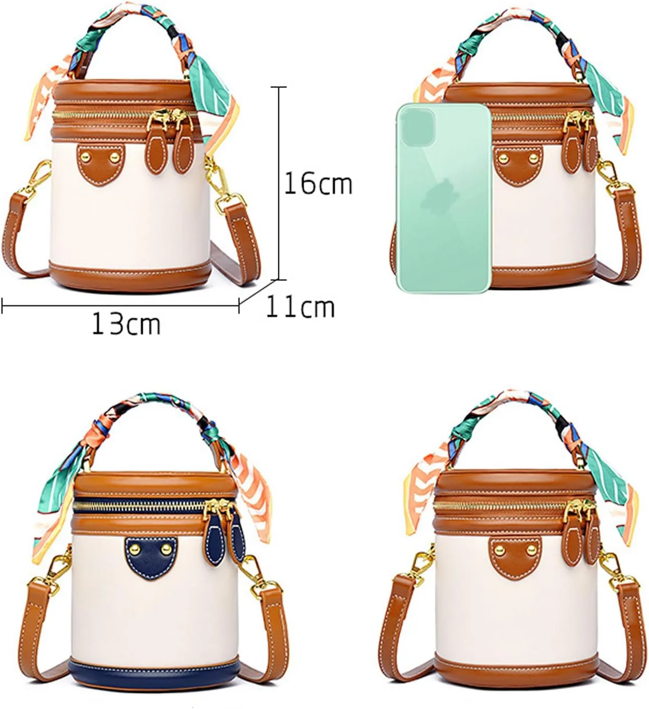 Colorblock Bucket Bag for Women, 2025 New Summer Niche Design Cylinder Bag, Travel, Vacation, Women