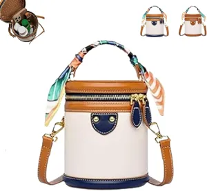Colorblock Bucket Bag For Women, Fashionable Crossbody Bag,Leather Bucket Handbag,Women's Shoulder Bag