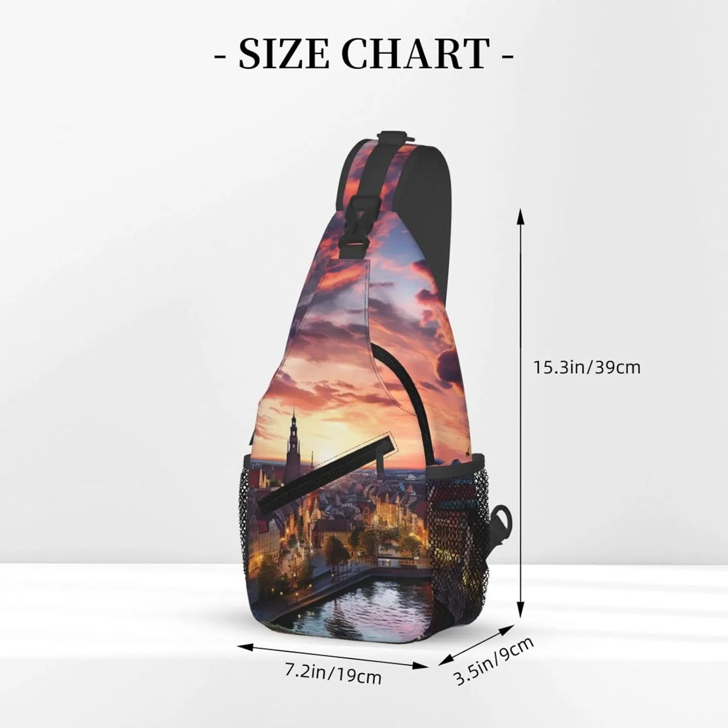 Colorful City Sunset Sling Bag Backpack For Men Cross Chest Bag Crossbody Shoulder Bag Travel Hiking Daypack