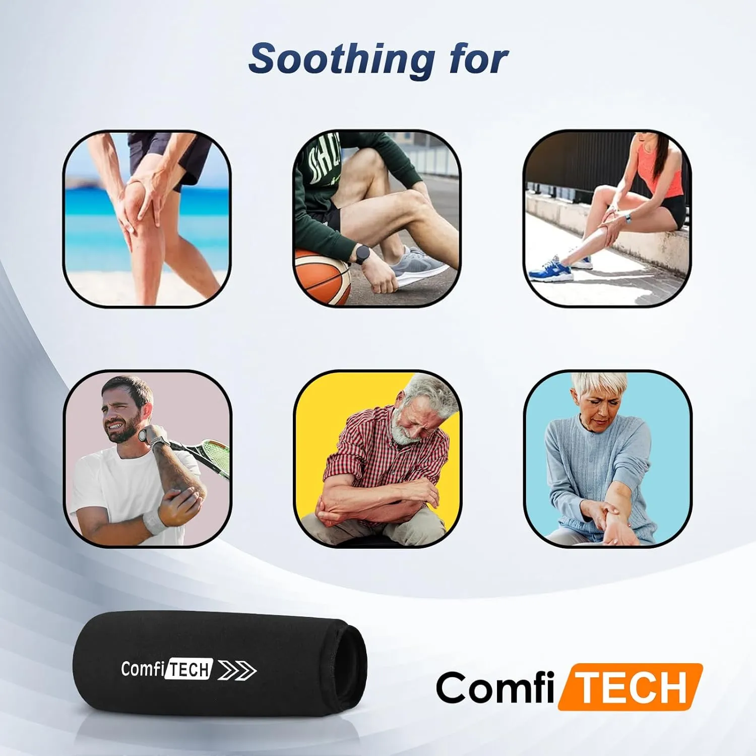 Comfitech Elbow Knee Ice Pack Wrap Sleeve, Reusable Gel Cold Pad for Calf, Thigh, X-Large