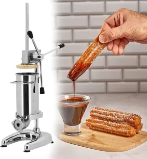 Commercial Churros Maker, Stainless Steel Manual 5 Nozzles Latin Fruit Machine Donut Churros Maker for Home, Cafe,2L