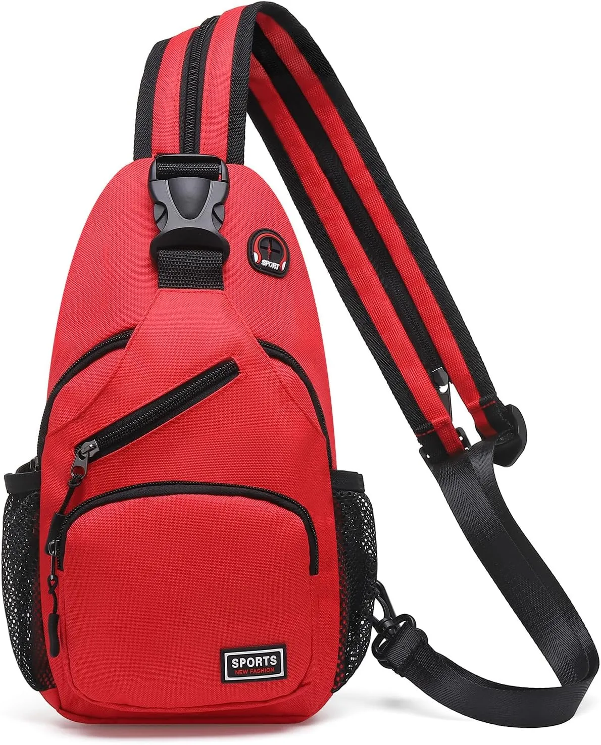 Convertible Sling Bag Crossbody Backpack, 11-Inch Pads Bags with Headphone Jack Shoulder Bag Casual Pack for Women Men Hiking Travel Cycling (Red)