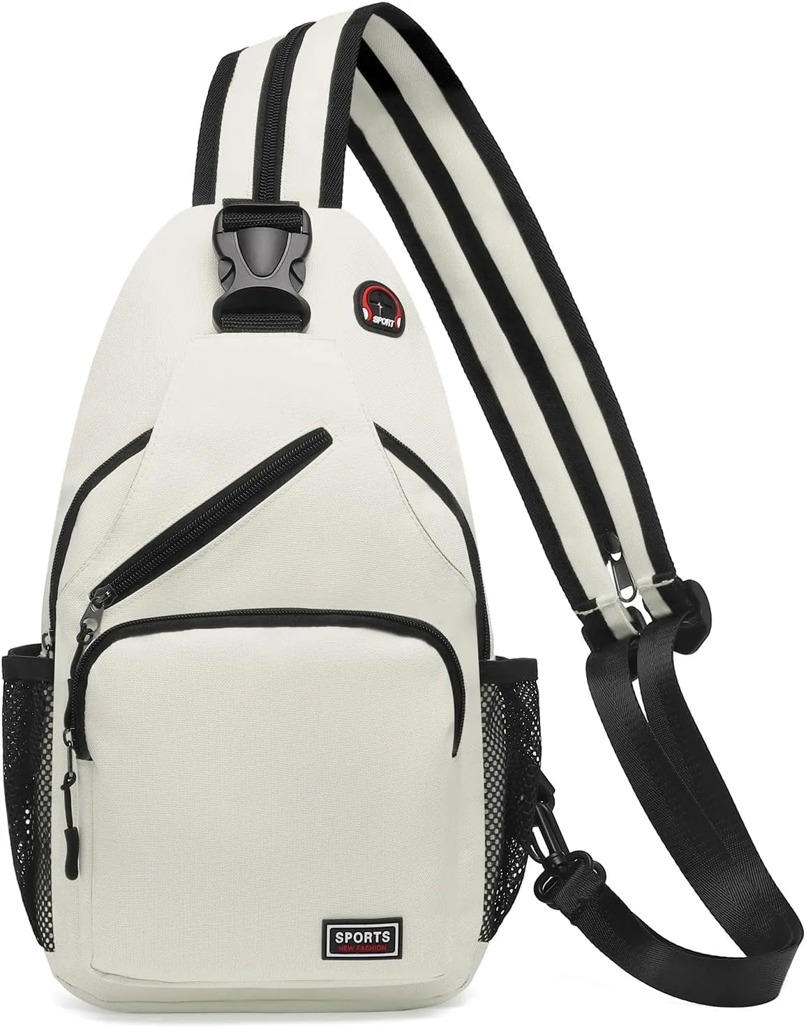 Convertible Sling Bag Crossbody Backpack, 12.9-Inch Pads Bags with Headphone Jack Shoulder Bag Casual Pack for Women Men Hiking Travel Cycling (White)