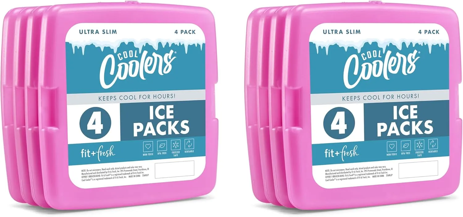Cool Coolers by Fit   Fresh, Reusable & Long-Lasting Slim Ice Packs, Cold Packs for Lunch Boxes, Ice Packs for Lunch Bags