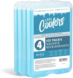 Cool Coolers by Fit   Fresh Slim Compact Reusable XL Ice Pack, Perfect for Lunch Boxes, Coolers, and Beach Bags