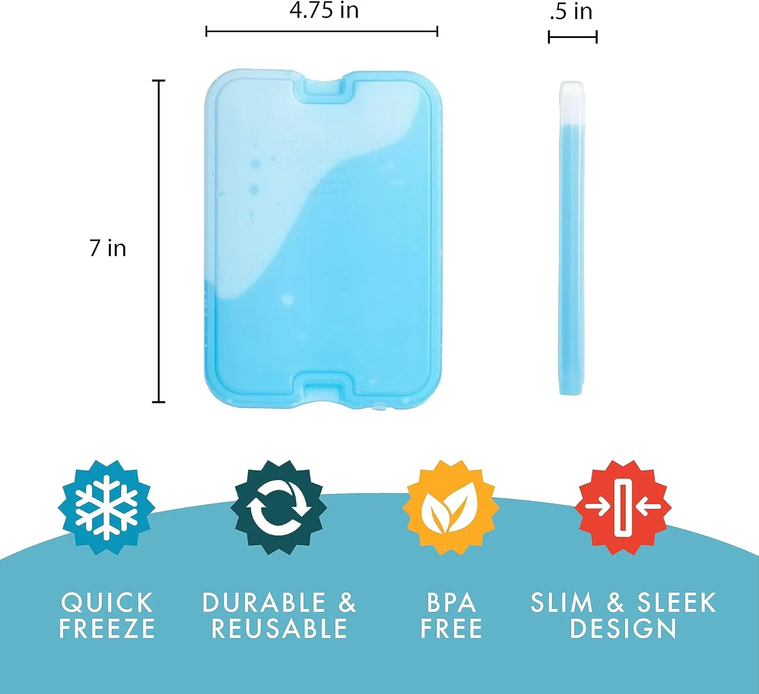 Cool Coolers by Fit   Fresh Slim Compact Reusable XL Ice Pack, Perfect for Lunch Boxes, Coolers, and Beach Bags