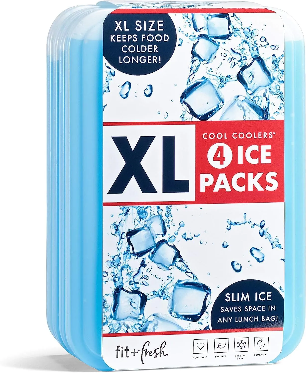 Cool Coolers by Fit   Fresh Slim Compact Reusable XL Ice Pack, Perfect for Lunch Boxes, Coolers, and Beach Bags