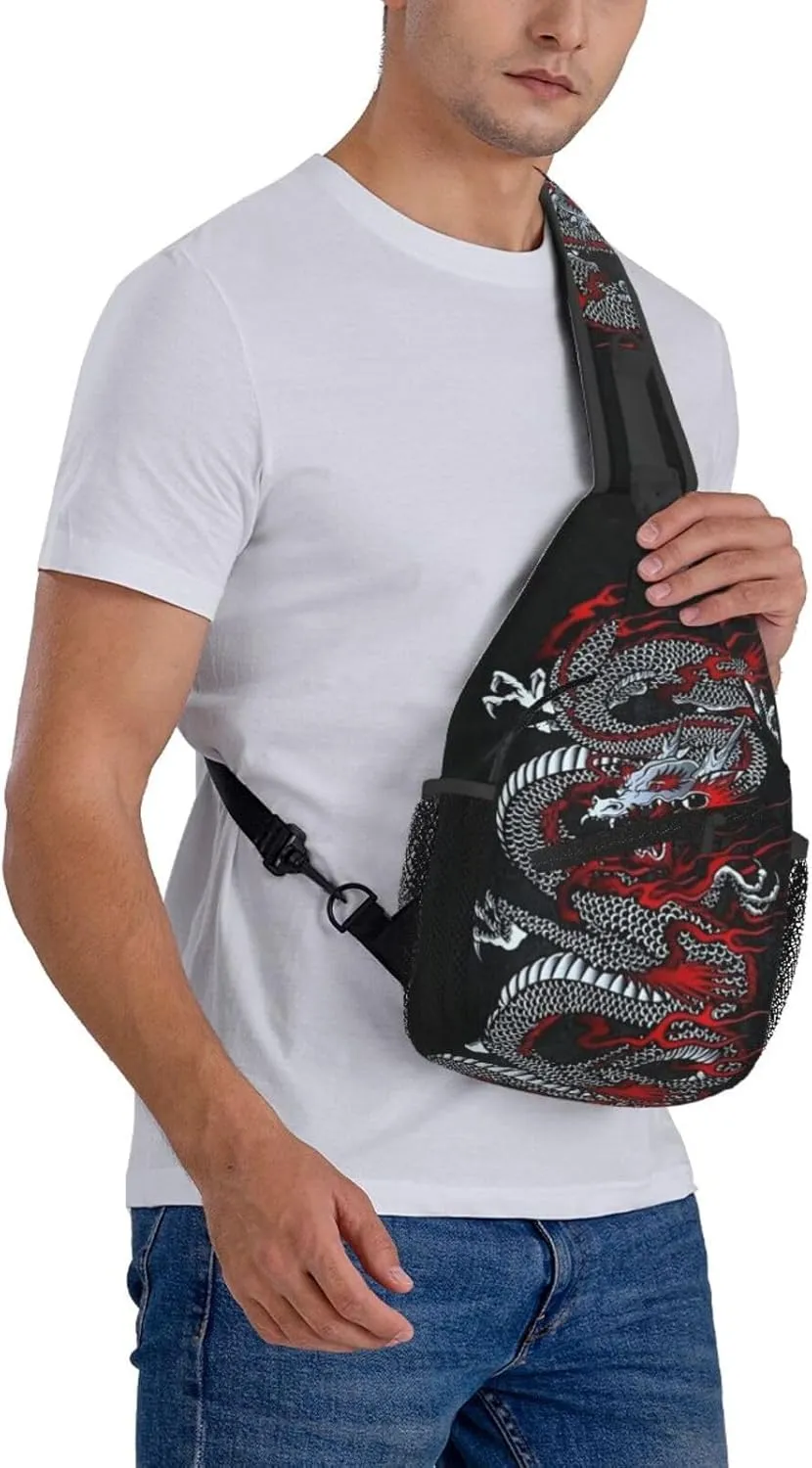 Cool Dragon Crossbody Sling Backpack Sling Bag Travel Hiking Chest Bag Dragon Daypack for Men Women