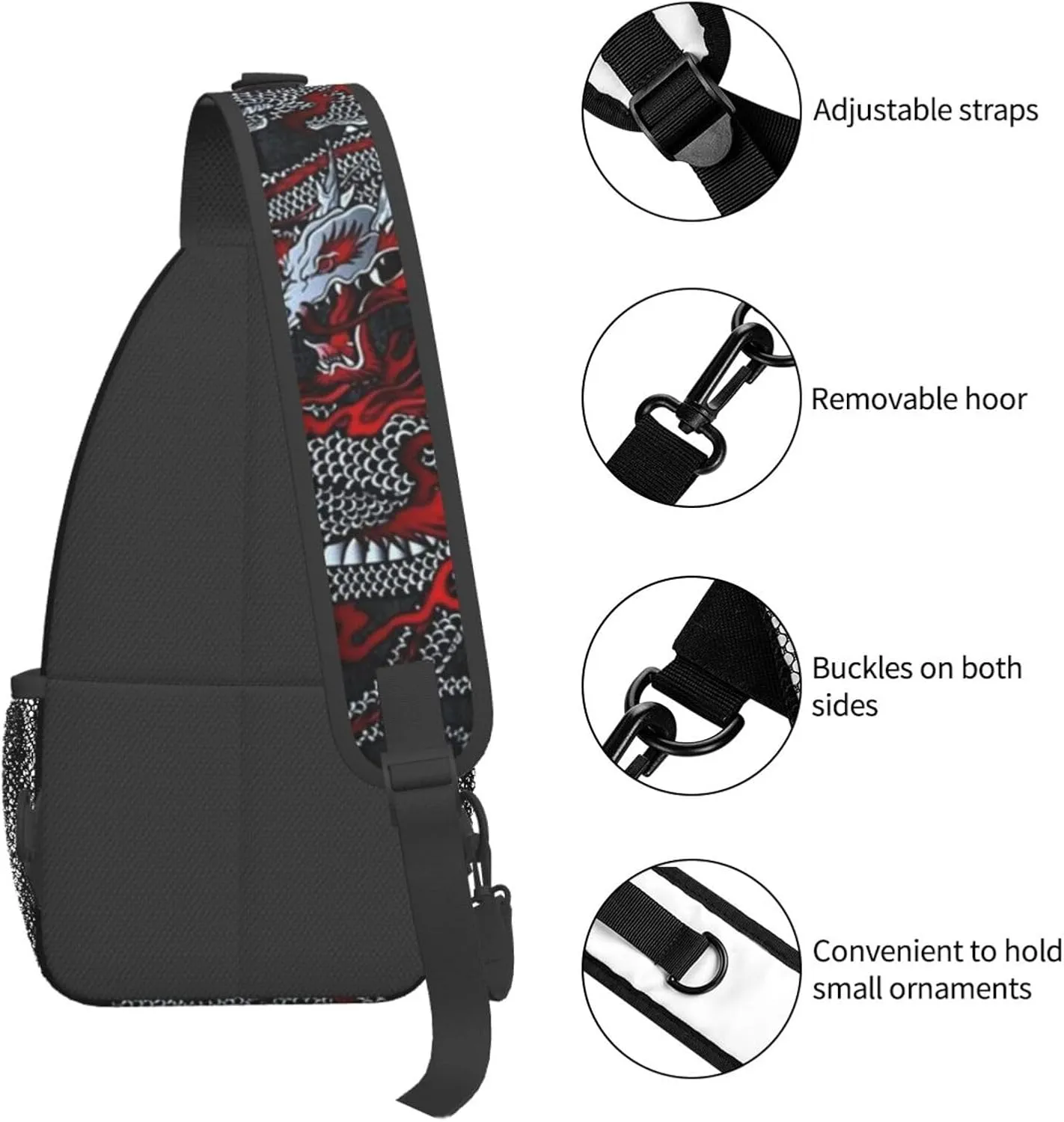 Cool Dragon Crossbody Sling Backpack Sling Bag Travel Hiking Chest Bag Dragon Daypack for Men Women