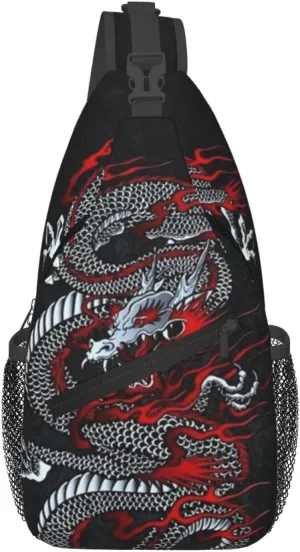 Cool Dragon Crossbody Sling Backpack Sling Bag Travel Hiking Chest Bag Dragon Daypack for Men Women