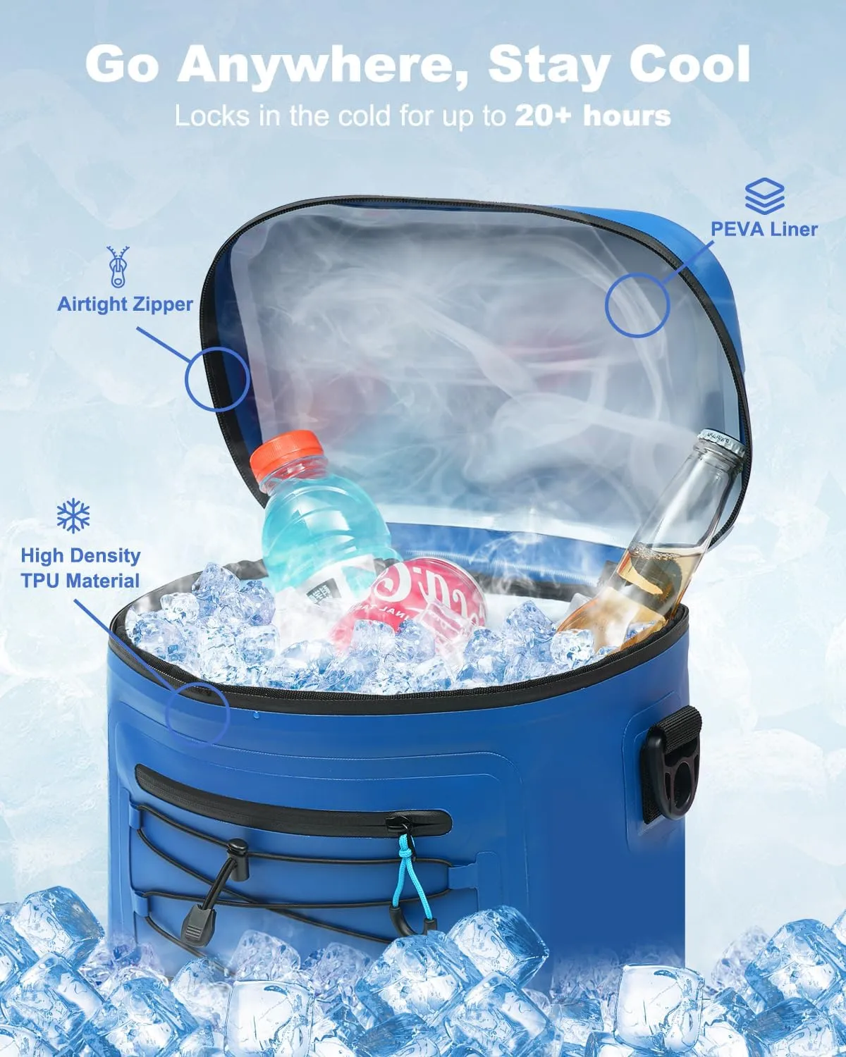 Cooler Bag, 8/16/30 Can Soft Sided Small Portable Insulated Cooling Pack, Everyday Lunch Cooler, Leakproof Ice Chest for Beach, Camping, Travel, Picnic