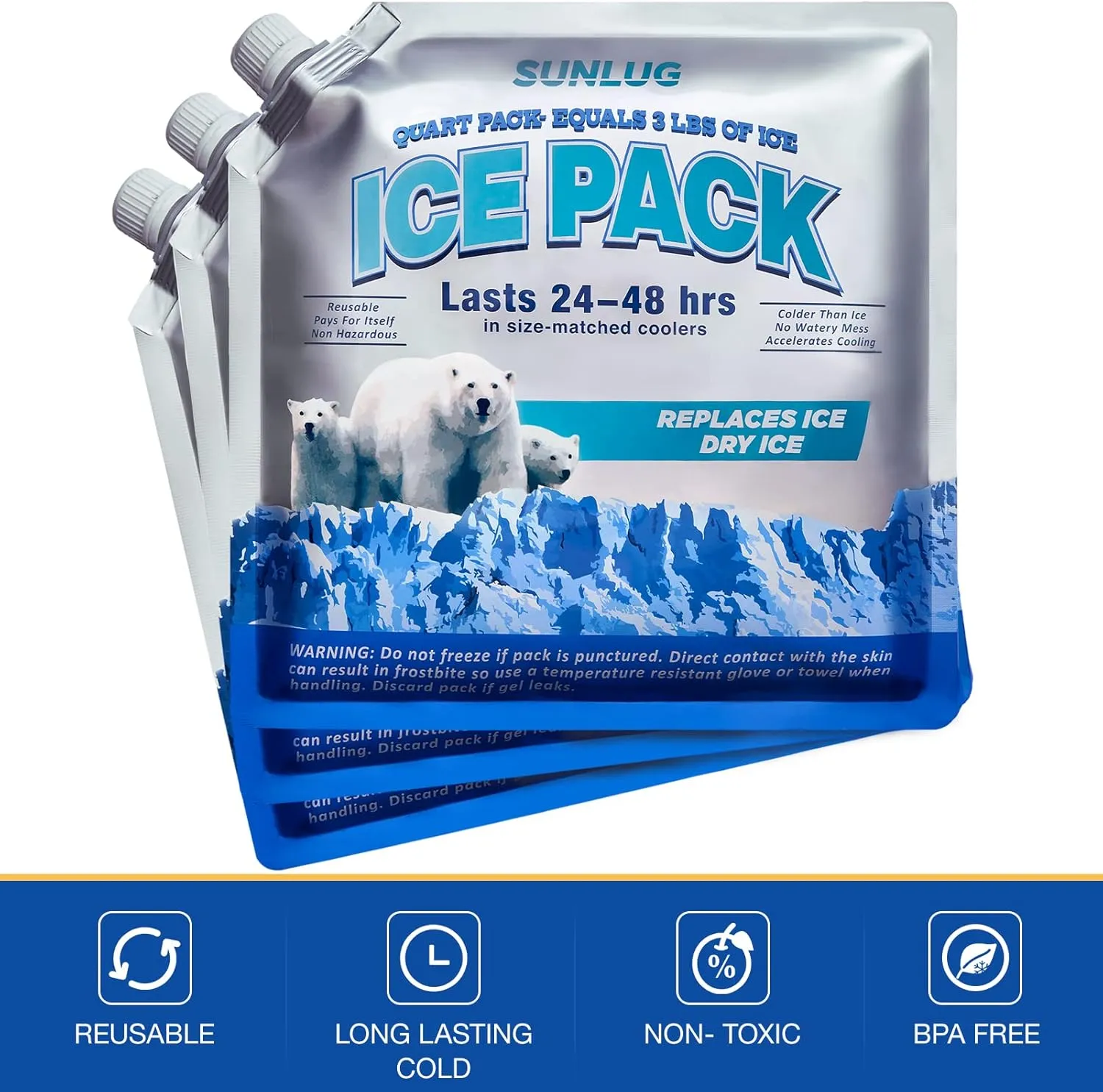 Cooler Ice Packs Reusable Ice Packs for Coolers Long Lasting Freezer Packs for Cooler Bag, Lunch Bags, Cooler Backpacks