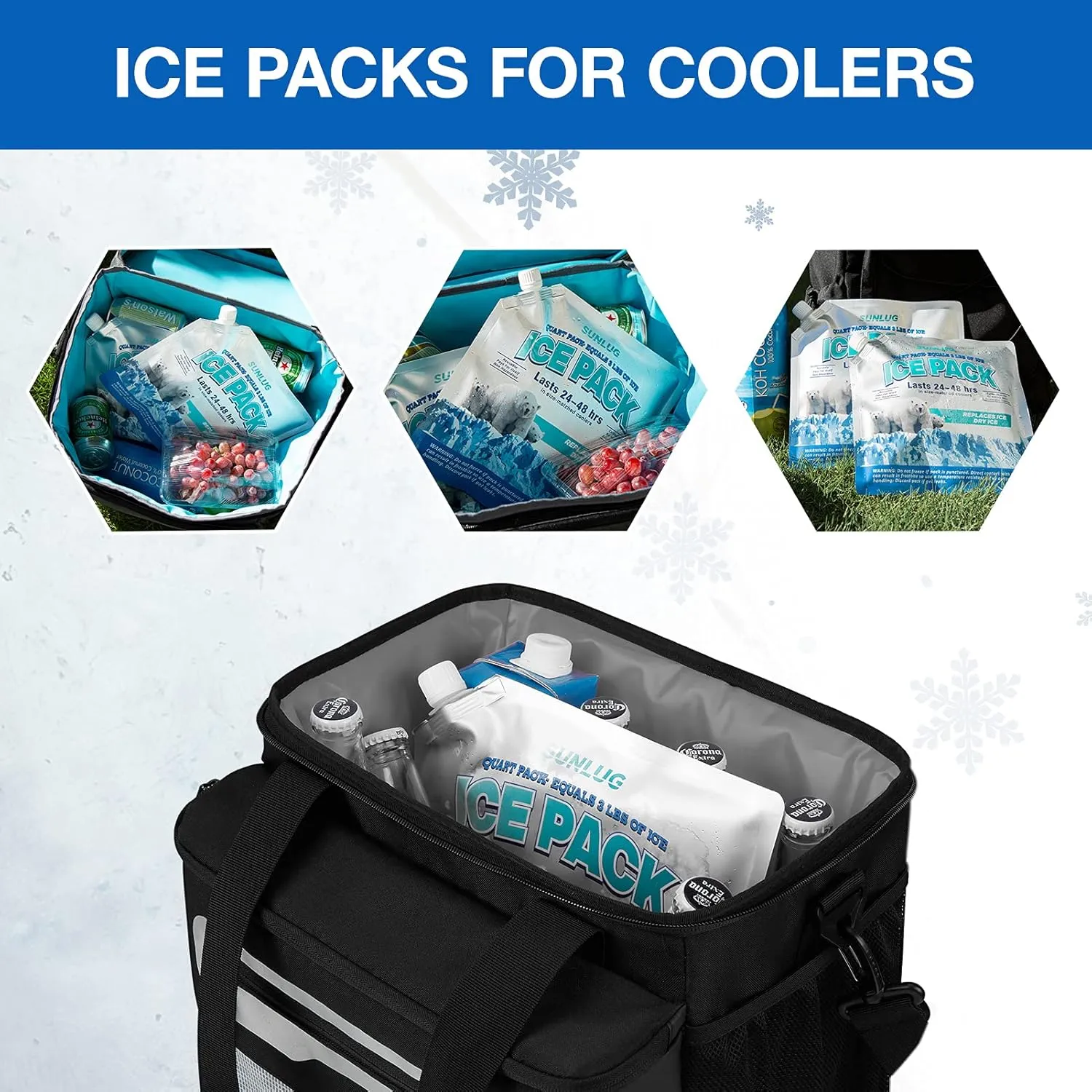 Cooler Ice Packs Reusable Ice Packs for Coolers Long Lasting Freezer Packs for Cooler Bag, Lunch Bags, Cooler Backpacks