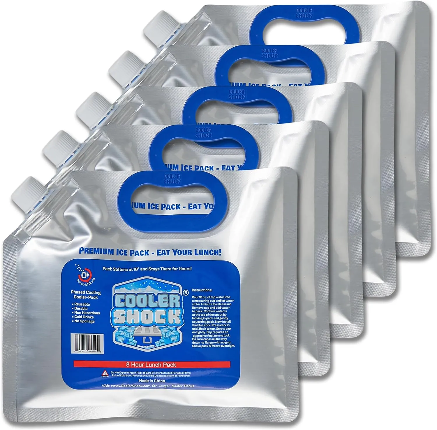 Cooler Shock Reusable Ice Packs for Cooler - Long Lasting Cold Freezer Packs for Coolers and Lunch Boxes - Cooler Ice Packs for Camping Gear, Fishing, Road Trips, Beach Must Haves