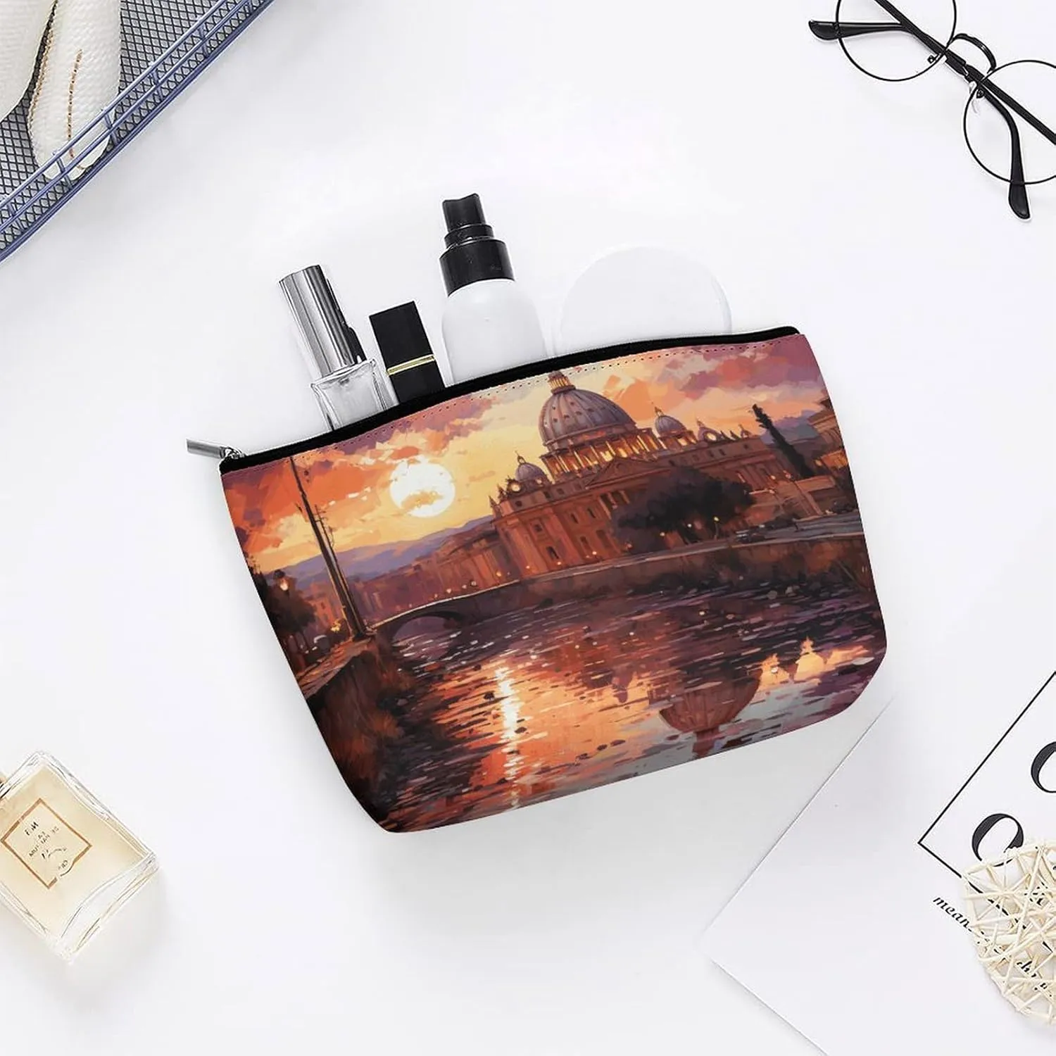 Cosmetic Bag Makeup Bags for Women Portable Makeup Bag Rome Sunset Makeup Case Travel Toiletry Bag for Travel Accessories