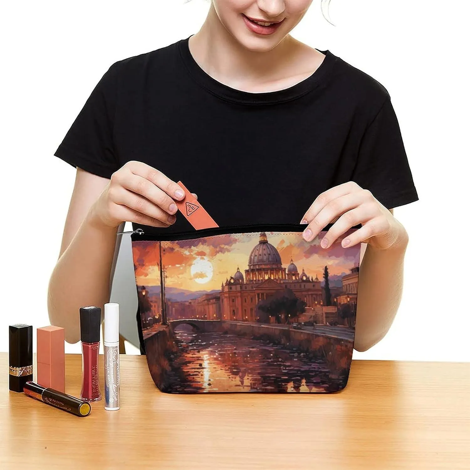 Cosmetic Bag Makeup Bags for Women Portable Makeup Bag Rome Sunset Makeup Case Travel Toiletry Bag for Travel Accessories