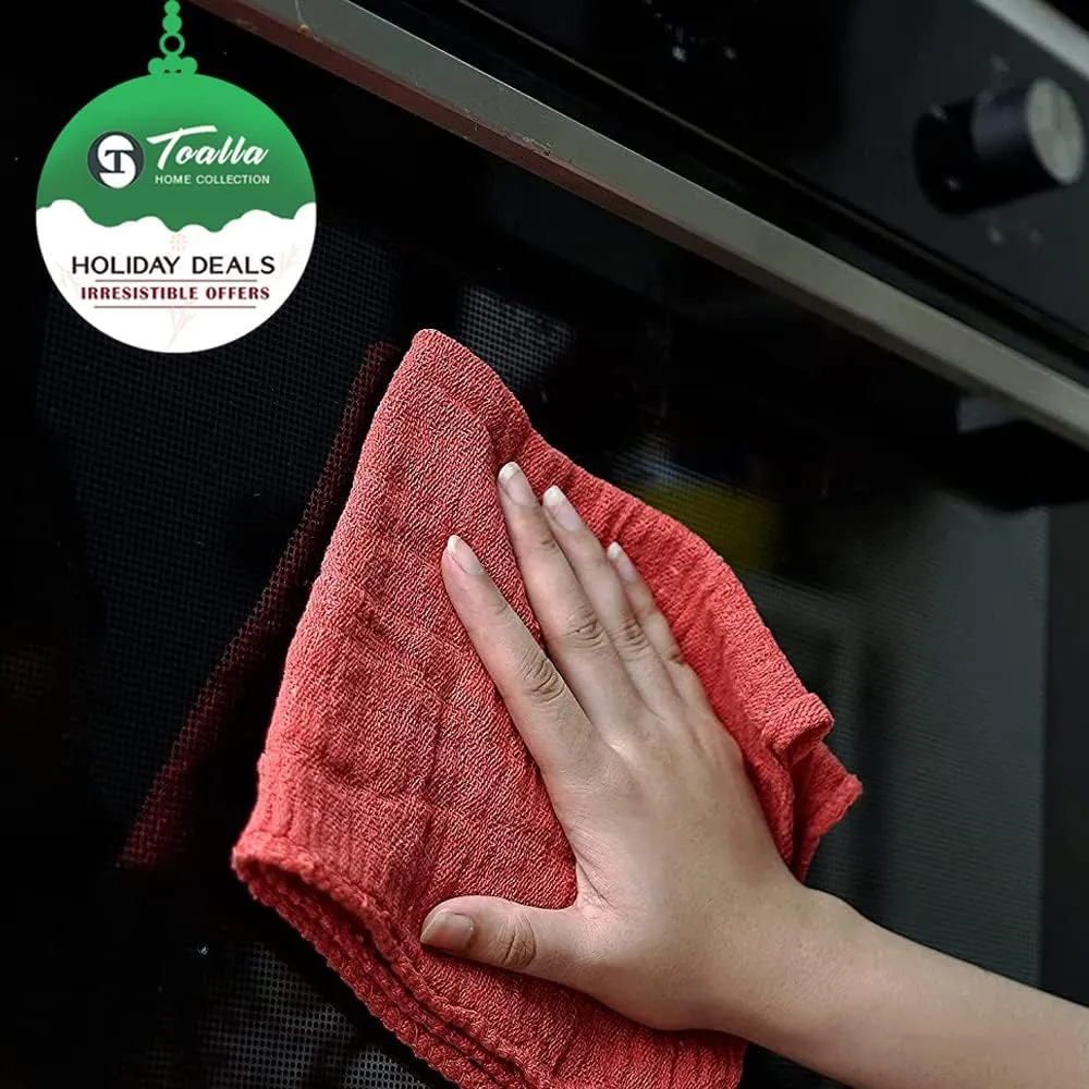 Cotton Shop Towels Red – (Pack of 150) Size 14x14 Inches Cleaning Rags – Absorbent Shop Rags and Multipurpose Cleaning Towels for Automobiles, Industries, Garage and Homes